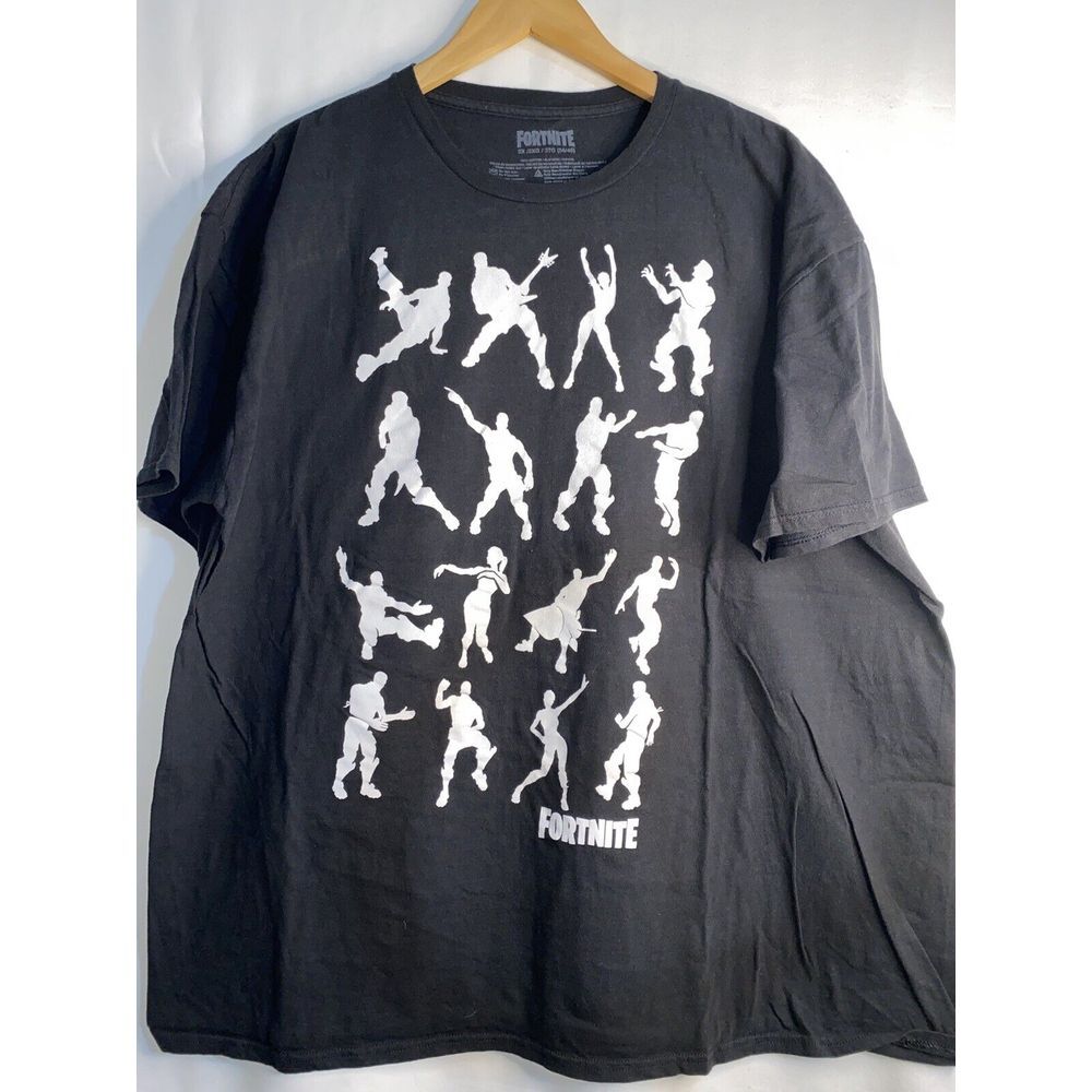 Fortnite Graphic Print Tee Novelty Black 3X Character Dance Short Sleeve T-Shirt